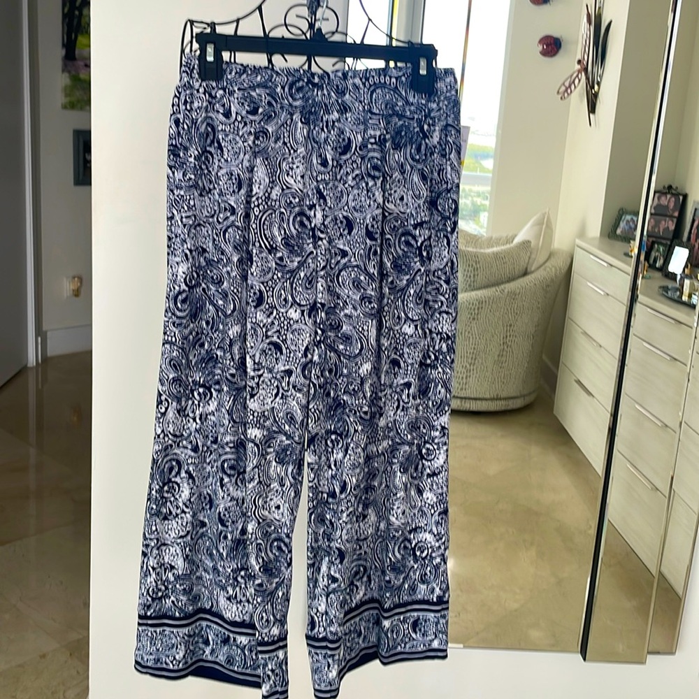 NWT MICHAEL KORS PRINT BORDER WISE LEG CROPPED PANTS